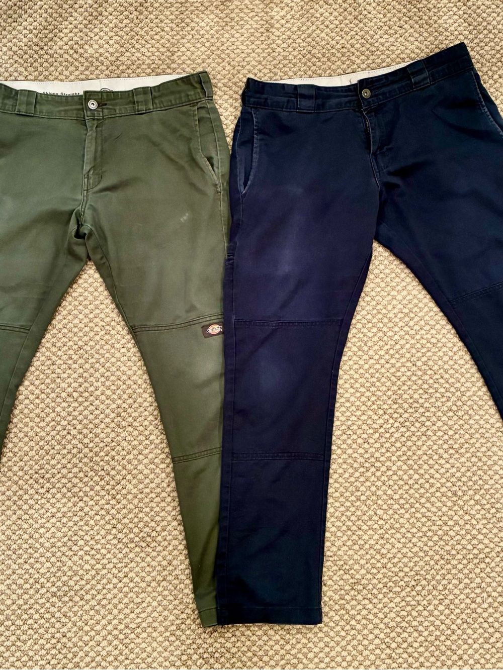 Dickies Double Knee Skinny Straight Pants Men 32x30 Green & Blue Bundle Of 2